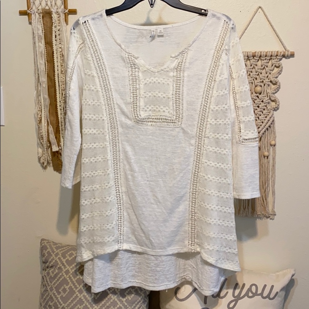 Ladies Cream crocheted top